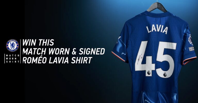 Win a match-worn and signed Romeo Lavia Chelsea shirt